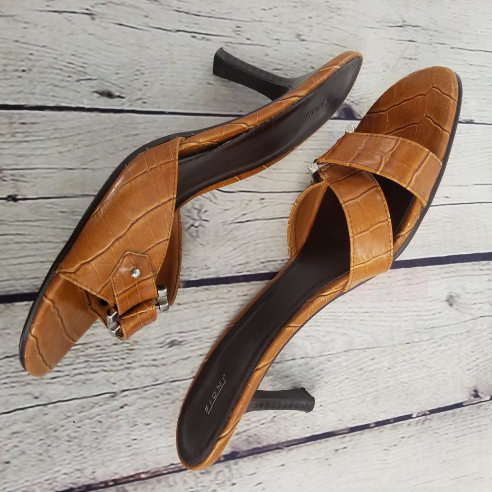 Open Square Toe Low Heels w/ Buckle Slip-On - Picture 7 of 8